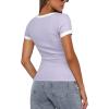 imageDarong Women Summer Short Sleeve Scoop Neck TShirts Ribbed Knit Striped Color Block Basic Shirt Casual Slim Fit Tee TopsTaro Purple