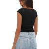 imageDarong Womens Summer Boat Neck Tops Trendy Casual Cap Sleeve Slim Fitted Modal Basic Tee ShirtsBlack