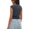imageDarong Womens Summer Boat Neck Tops Trendy Casual Cap Sleeve Slim Fitted Modal Basic Tee ShirtsGrey