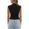 imageDarong Womens Summer Tops Cap Sleeve Side Ruched Going Out Top Mock Neck Slim Fitted Cute Shirts Y2K TeeBlack