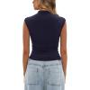 imageDarong Womens Summer Tops Cap Sleeve Side Ruched Going Out Top Mock Neck Slim Fitted Cute Shirts Y2K TeeDark Blue
