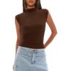 imageDarong Womens Summer Tops Cap Sleeve Side Ruched Going Out Top Mock Neck Slim Fitted Cute Shirts Y2K TeeDark Coffee