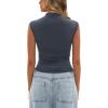 imageDarong Womens Summer Tops Cap Sleeve Side Ruched Going Out Top Mock Neck Slim Fitted Cute Shirts Y2K TeeGrey