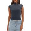 imageDarong Womens Summer Tops Cap Sleeve Side Ruched Going Out Top Mock Neck Slim Fitted Cute Shirts Y2K TeeGrey