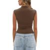 imageDarong Womens Summer Tops Cap Sleeve Side Ruched Going Out Top Mock Neck Slim Fitted Cute Shirts Y2K TeeKhaki