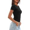 imageDarong Womens Summer Tops Crew Neck Short Sleeve Open Back Top Shirts Fitted T Shirt Y2k ClothingBlack