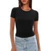 imageDarong Womens Summer Tops Crew Neck Short Sleeve Open Back Top Shirts Fitted T Shirt Y2k ClothingBlack