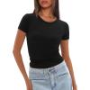 imageDarong Womens Summer Tops Crew Neck Short Sleeve Open Back Top Shirts Fitted T Shirt Y2k ClothingBlack