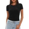 imageDarong Womens Summer Tops Crew Neck Short Sleeve Open Back Top Shirts Fitted T Shirt Y2k ClothingBlack