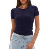 imageDarong Womens Summer Tops Crew Neck Short Sleeve Open Back Top Shirts Fitted T Shirt Y2k ClothingDark Blue