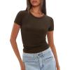 imageDarong Womens Summer Tops Crew Neck Short Sleeve Open Back Top Shirts Fitted T Shirt Y2k ClothingDark Brown