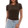 imageDarong Womens Summer Tops Crew Neck Short Sleeve Open Back Top Shirts Fitted T Shirt Y2k ClothingDark Brown