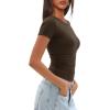 imageDarong Womens Summer Tops Crew Neck Short Sleeve Open Back Top Shirts Fitted T Shirt Y2k ClothingDark Brown