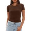 imageDarong Womens Summer Tops Crew Neck Short Sleeve Open Back Top Shirts Fitted T Shirt Y2k ClothingDark Coffee