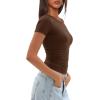imageDarong Womens Summer Tops Crew Neck Short Sleeve Open Back Top Shirts Fitted T Shirt Y2k ClothingDark Coffee