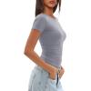imageDarong Womens Summer Tops Crew Neck Short Sleeve Open Back Top Shirts Fitted T Shirt Y2k ClothingGrey Blue