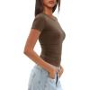 imageDarong Womens Summer Tops Crew Neck Short Sleeve Open Back Top Shirts Fitted T Shirt Y2k ClothingKhaki