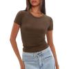 imageDarong Womens Summer Tops Crew Neck Short Sleeve Open Back Top Shirts Fitted T Shirt Y2k ClothingKhaki