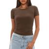 imageDarong Womens Summer Tops Crew Neck Short Sleeve Open Back Top Shirts Fitted T Shirt Y2k ClothingKhaki