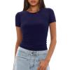 imageDarong Womens Summer Tops Crew Neck Short Sleeve Open Back Top Shirts Fitted T Shirt Y2k ClothingNavy Blue