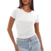 imageDarong Womens Summer Tops Crew Neck Short Sleeve Open Back Top Shirts Fitted T Shirt Y2k ClothingWhite