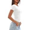 imageDarong Womens Summer Tops Crew Neck Short Sleeve Open Back Top Shirts Fitted T Shirt Y2k ClothingWhite
