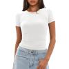 imageDarong Womens Summer Tops Crew Neck Short Sleeve Open Back Top Shirts Fitted T Shirt Y2k ClothingWhite