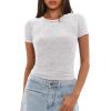 imageDarong Womens Summer Tops Crew Neck Short Sleeve Open Back Top Shirts Fitted T Shirt Y2k ClothingWhite Grey