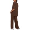 imageDarong Womens Two Piece Outfits Sets Loose Short Sleeve Side Slit Top Wide Leg Pants Lounge Sets Matching SetCoffee275 Inseam