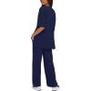 imageDarong Womens Two Piece Outfits Sets Loose Short Sleeve Side Slit Top Wide Leg Pants Lounge Sets Matching SetDark Blue275 Inseam