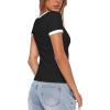 imageDarong Women Summer Short Sleeve Shirts Crewneck Striped Color Block T Shirts Slim Fit Ribbed Knit Basic Tee TopsBlack