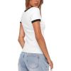 imageDarong Women Summer Short Sleeve Shirts Crewneck Striped Color Block T Shirts Slim Fit Ribbed Knit Basic Tee TopsWhite