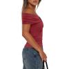imageDarong Women Summer Twist Knot Front Off The Shoulder Tank Tops Cap Sleeve Going Out Shirts Slim Fitted Y2K OutfitsBrick Red