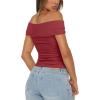 imageDarong Women Summer Twist Knot Front Off The Shoulder Tank Tops Cap Sleeve Going Out Shirts Slim Fitted Y2K OutfitsBrick Red
