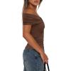 imageDarong Women Summer Twist Knot Front Off The Shoulder Tank Tops Cap Sleeve Going Out Shirts Slim Fitted Y2K OutfitsCoffee
