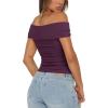 imageDarong Women Summer Twist Knot Front Off The Shoulder Tank Tops Cap Sleeve Going Out Shirts Slim Fitted Y2K OutfitsDark Purple