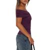 imageDarong Women Summer Twist Knot Front Off The Shoulder Tank Tops Cap Sleeve Going Out Shirts Slim Fitted Y2K OutfitsDark Purple