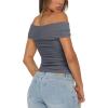 imageDarong Women Summer Twist Knot Front Off The Shoulder Tank Tops Cap Sleeve Going Out Shirts Slim Fitted Y2K OutfitsGrey