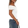 imageDarong Women Summer Twist Knot Front Off The Shoulder Tank Tops Cap Sleeve Going Out Shirts Slim Fitted Y2K OutfitsWhite