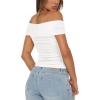 imageDarong Women Summer Twist Knot Front Off The Shoulder Tank Tops Cap Sleeve Going Out Shirts Slim Fitted Y2K OutfitsWhite
