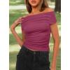 imageDarong Womens Summer Cap Sleeve Boat Neck Off Shoulder Top Going Out Slim Fit Tops Y2K Tight ShirtsHot Pink