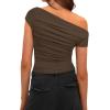imageDarong Womens Summer Cap Sleeve Boat Neck Off Shoulder Top Going Out Slim Fit Tops Y2K Tight ShirtsKhaki