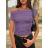 imageDarong Womens Summer Cap Sleeve Boat Neck Off Shoulder Top Going Out Slim Fit Tops Y2K Tight ShirtsLavender