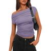 imageDarong Womens Summer Cap Sleeve Boat Neck Off Shoulder Top Going Out Slim Fit Tops Y2K Tight ShirtsLight Purple