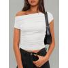 imageDarong Womens Summer Cap Sleeve Boat Neck Off Shoulder Top Going Out Slim Fit Tops Y2K Tight ShirtsWhite