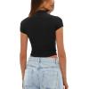 imageDarong Womens Summer Tops Mock Neck Short Sleeve Shirts Casual Basic Going Out Crop Tops Slim Fit T ShirtsBlack
