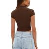 imageDarong Womens Summer Tops Mock Neck Short Sleeve Shirts Casual Basic Going Out Crop Tops Slim Fit T ShirtsDark Coffee