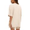 imageDarong Womens Two Piece Loungewear Set Summer Casual Boxy Shirts Drawstring Shorts Matching Airport Travel OutfitBeige
