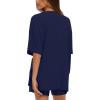 imageDarong Womens Two Piece Loungewear Set Summer Casual Boxy Shirts Drawstring Shorts Matching Airport Travel OutfitDark Blue