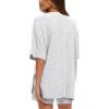 imageDarong Womens Two Piece Loungewear Set Summer Casual Boxy Shirts Drawstring Shorts Matching Airport Travel OutfitWhite Grey
